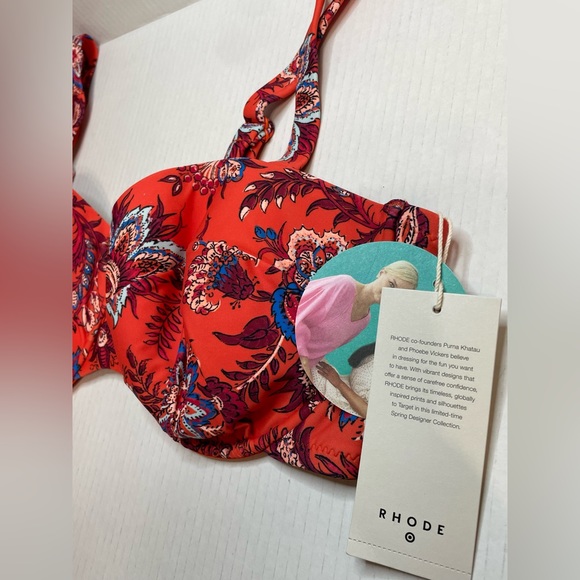 Target Rhode x Orange Blue Floral Underwire Bikini Swimsuit Top Womens Size 22 - Picture 2 of 7